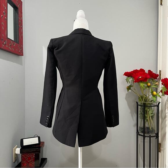NEW BCBGMAXAZRIA Runway Silk Cotton Tailored Classic Tuxedo Blazer Jacket XXS - Picture 2 of 15